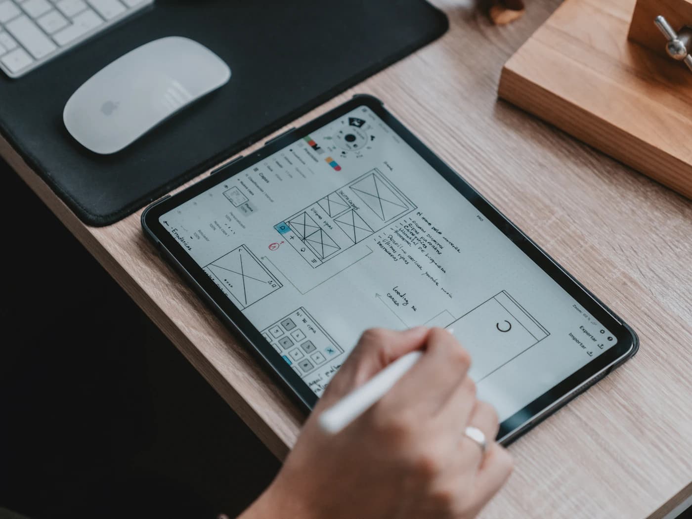 Diseño de pantallas de una app en una tableta
